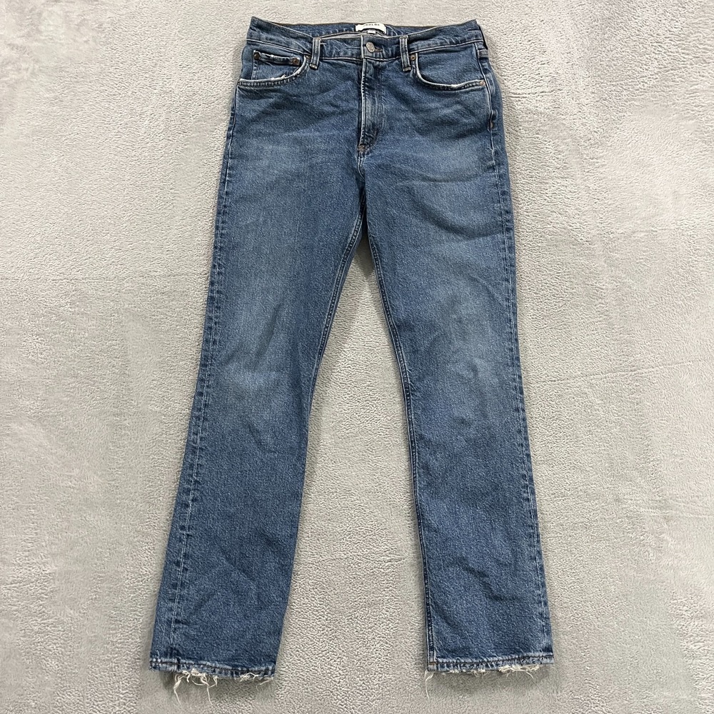 Agolde Lyle Jeans‎ 28 Mid Rise Blue Faded Slim Straight Western Whiskered Y2K